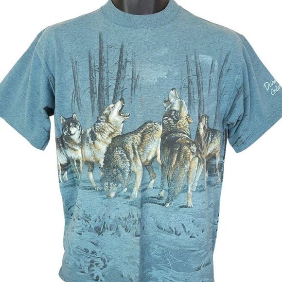 Vintage Other - Howling Wolves T Shirt Vintage 90s Durango Colorado All Over Print Mens Size Med